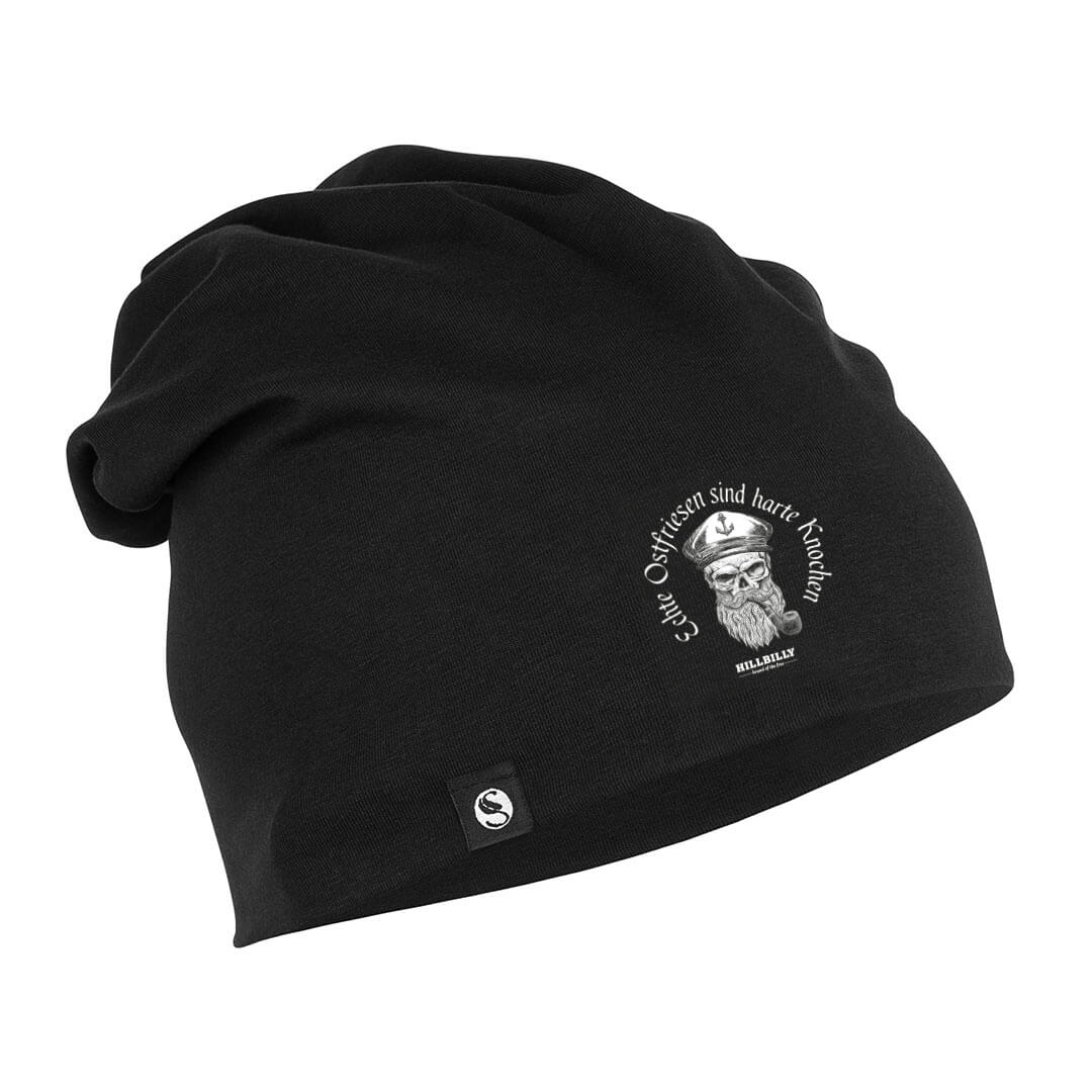 Unisex_Beanie_HILLBILLY_SkullCaptain-HarteKnochen-black_01 Beanie Slouch Mütze Unisex - Echte Ostfriesen sind harte Knochen